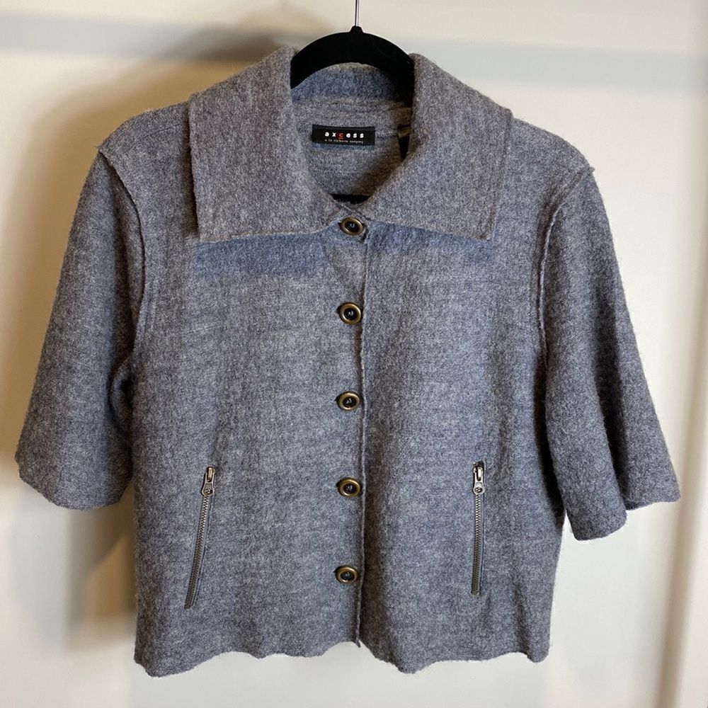 ❤️Last Chance Axcess by Liz Claiborne gray cropped wool jacket size XL